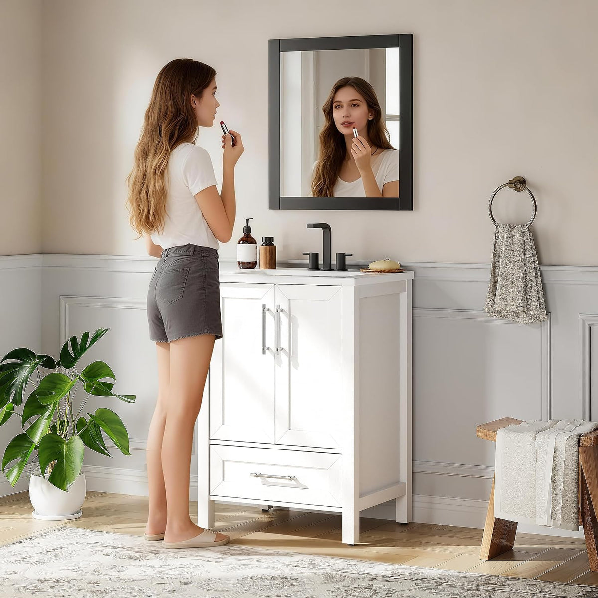 Garvee 24" Bathroom Vanity with Sink, Freestanding Bathroom Cabinet
