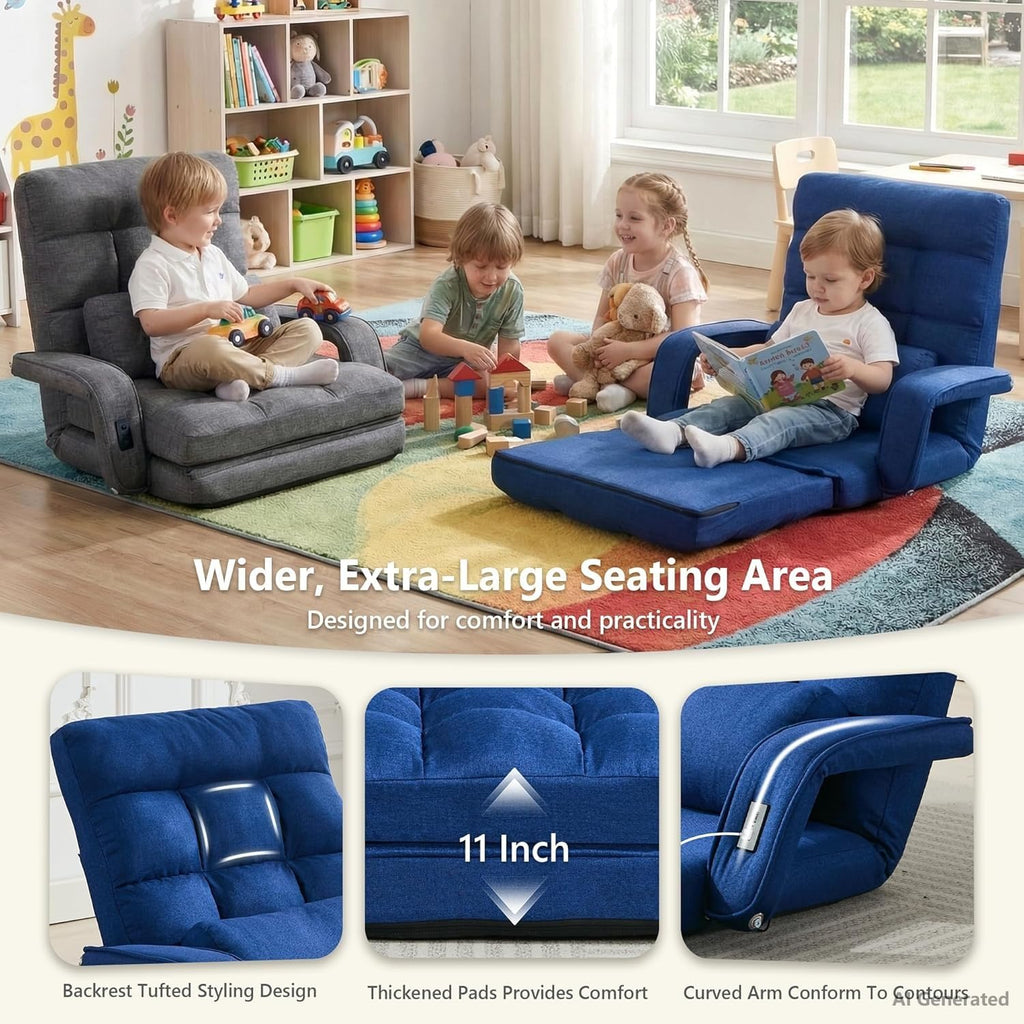 Comfy Floor Chair with Adjustable Backrest, Gaming Sofa Chairs (Grey)