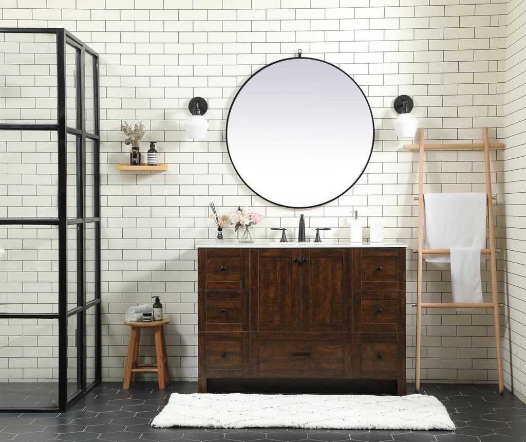 18" Pre-Assembled Bathroom Vanity with Sink, Engineered Wood, Ivory White Engineered Marble Countertop Included, Single Oval Porcelain Sink, 1 Soft-Close Drawers, Expresso