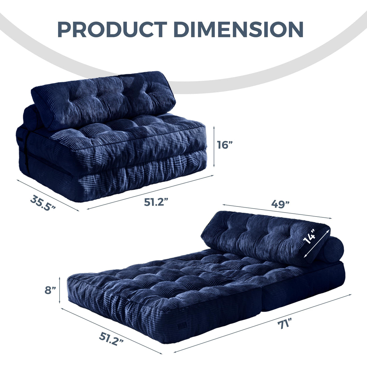 MAXYOYO Folding Sofa Bed, Convertible Chair Bed with Pillow