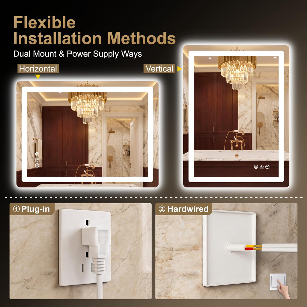 LED Bathroom Vanity Mirror with Lights, 30"x50", Motion Sensor Auto On/Off