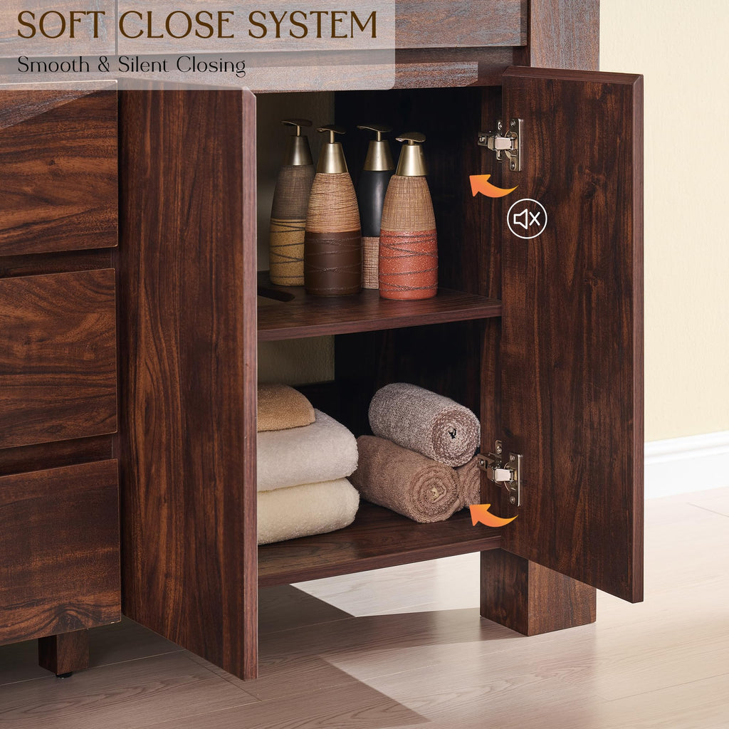 T4TREAM 47.6 Inch Modern Bathroom Vanity with Double Sink, Natural Oak