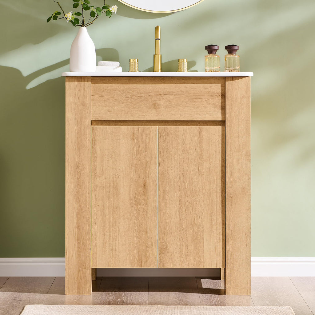 T4TREAM 47.6 Inch Modern Bathroom Vanity with Double Sink, Natural Oak