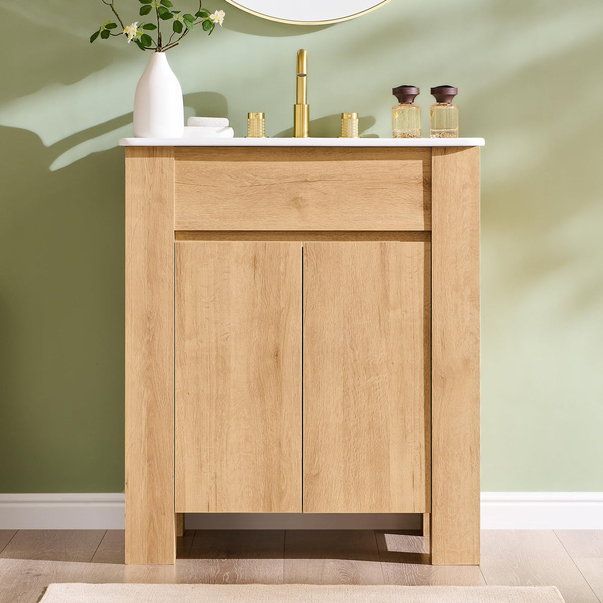 T4TREAM 47.6 Inch Modern Bathroom Vanity with Double Sink, Natural Oak