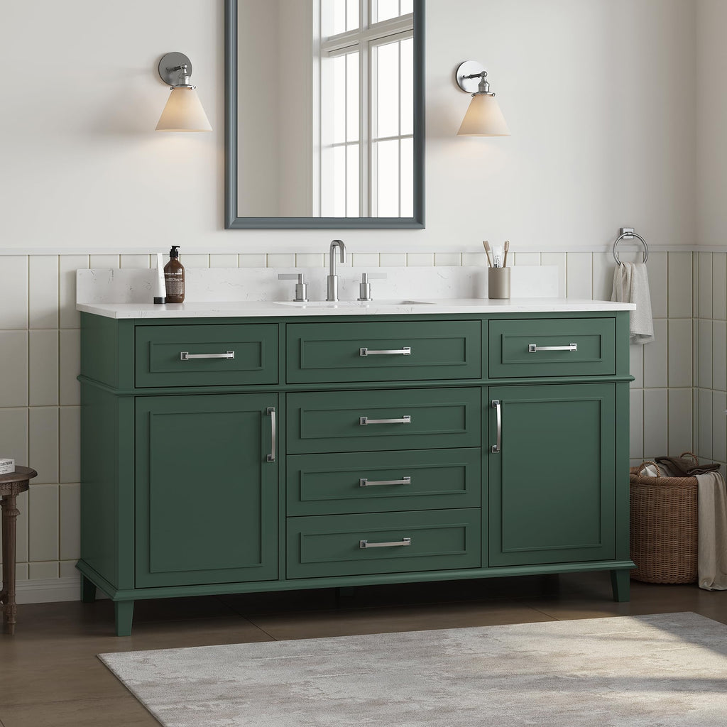 42 Inch Bathroom Vanity with Sink, Pre Assembled, White