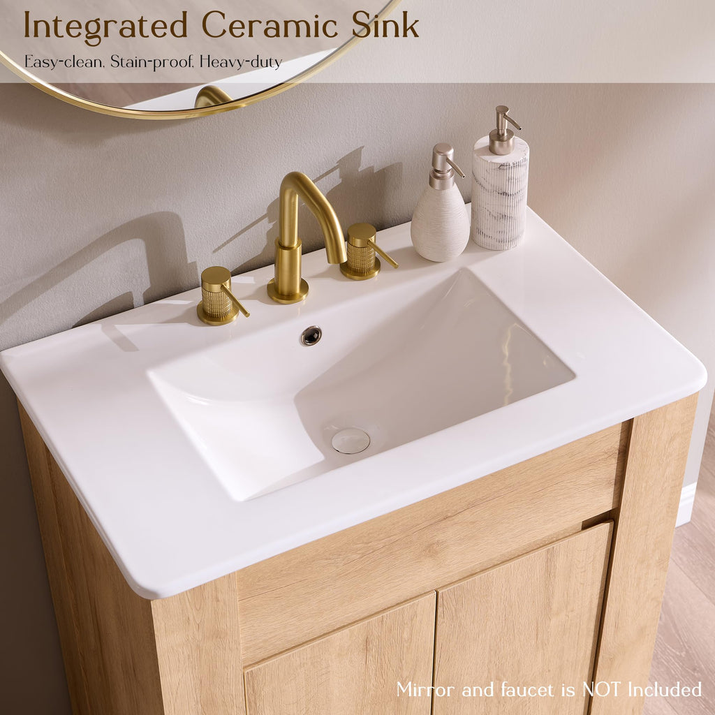 T4TREAM 47.6 Inch Modern Bathroom Vanity with Double Sink, Natural Oak