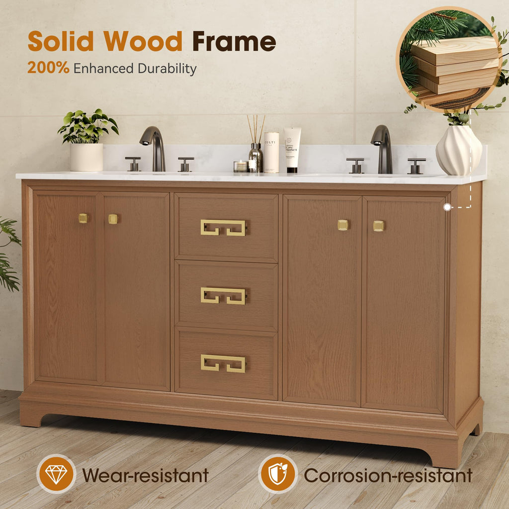 72 Inch Double Sink Bathroom Vanity Solid Wood, Fully Assembled