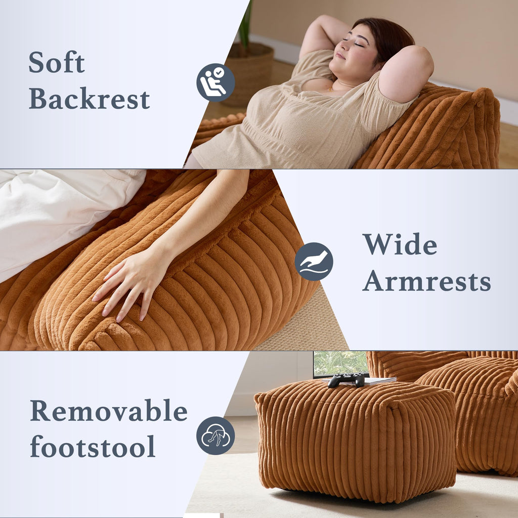 3-in-1 Giant Bean Bag Chair for Adults & Kids, Convertible Floor Sofa to Mattress, Memory Foam Beanbag Chair with Washable Cover, Multi Functional Lounge Couch for Bedroom, Living Room (Dark Grey)