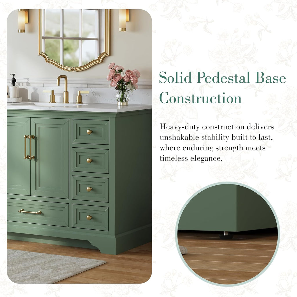 48 Inch Bathroom Vanity with Sink, Fully Assembled, Green