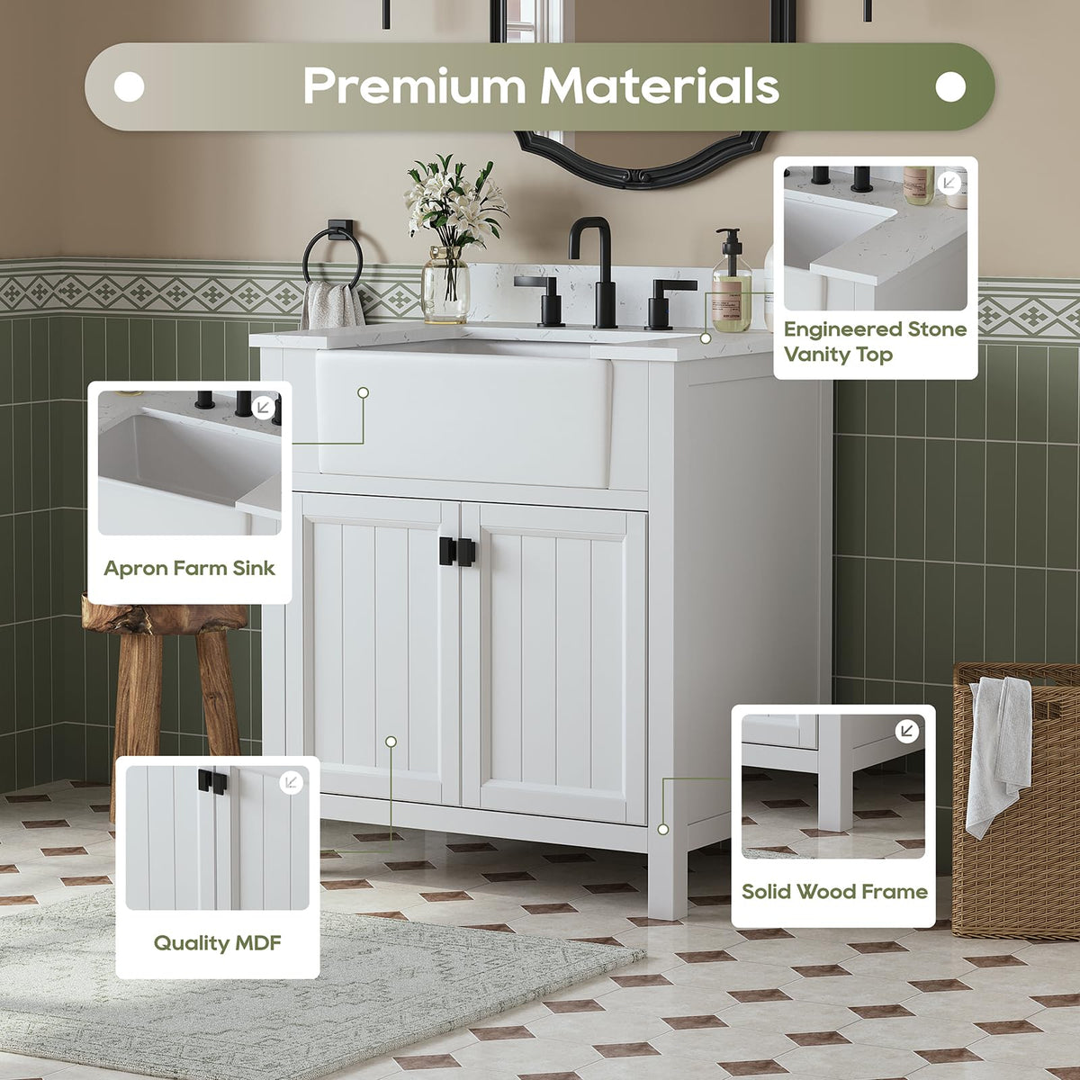 60 Inch Bathroom Vanity Double Sink, Steel Blue