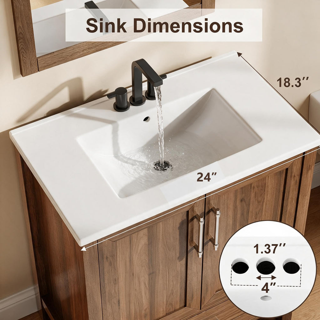 Garvee 24" Bathroom Vanity with Sink, Freestanding Bathroom Cabinet