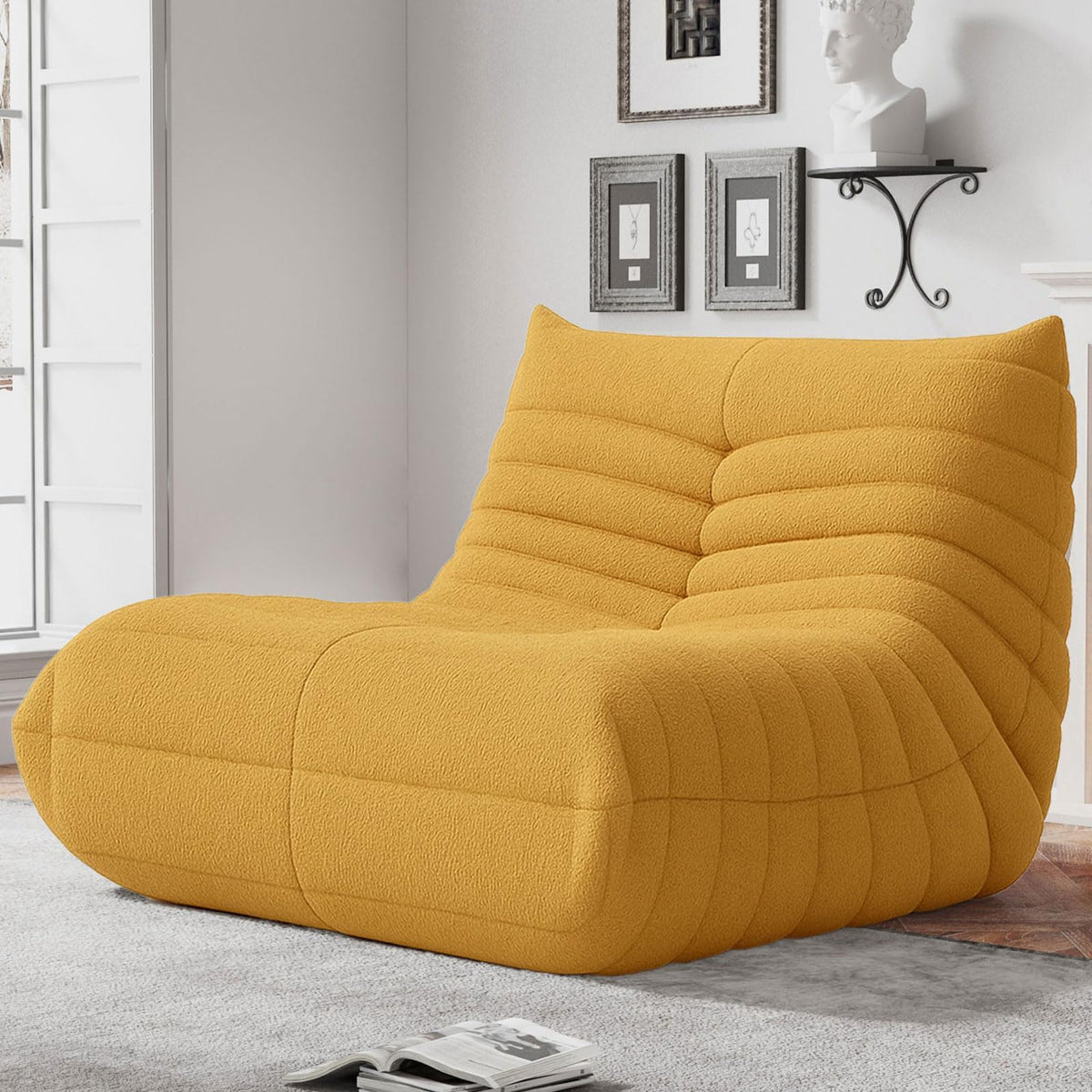 WHGBJA Giant Bean Bag Chair for Adults, Comfy Beanbag with Memory Foam
