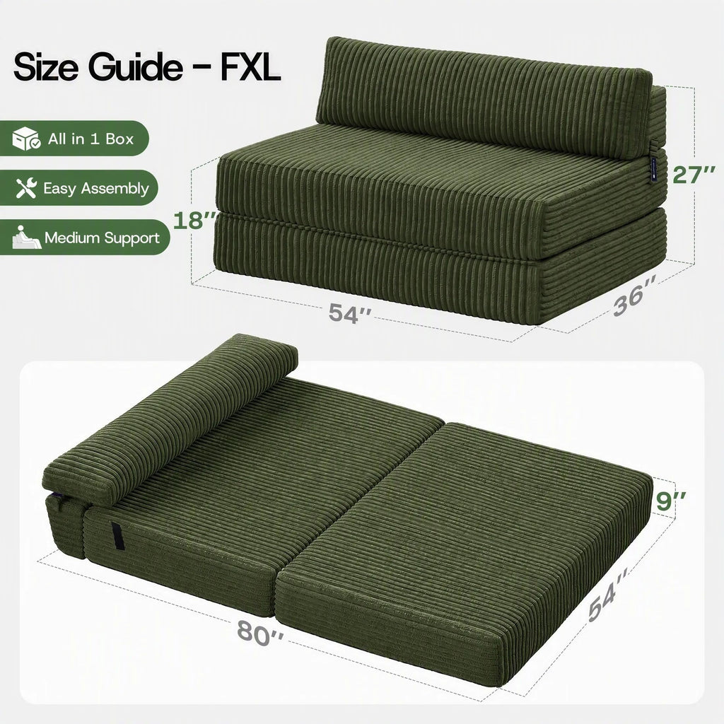 Folding Sofa Bed Convertible 4 in 1 Sleeper Chair Gray Single