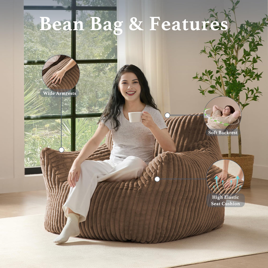 3-in-1 Giant Bean Bag Chair for Adults & Kids, Convertible Floor Sofa to Mattress, Memory Foam Beanbag Chair with Washable Cover, Multi Functional Lounge Couch for Bedroom, Living Room (Dark Grey)