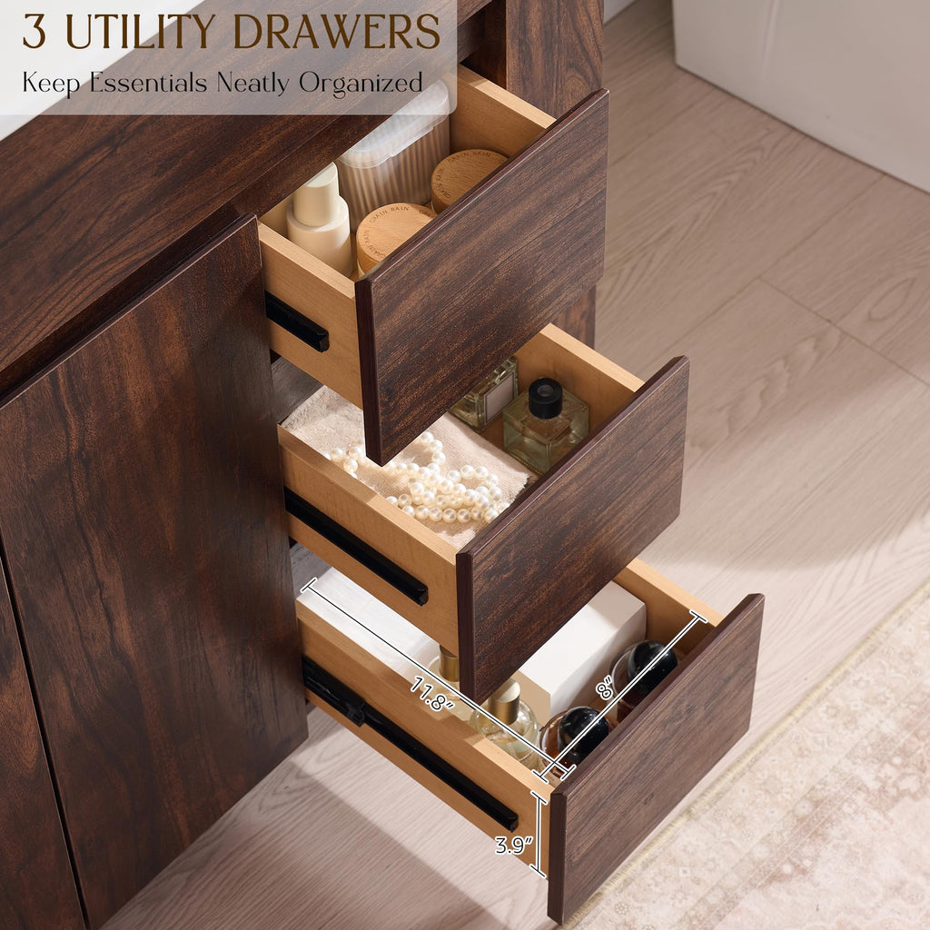 T4TREAM 47.6 Inch Modern Bathroom Vanity with Double Sink, Natural Oak