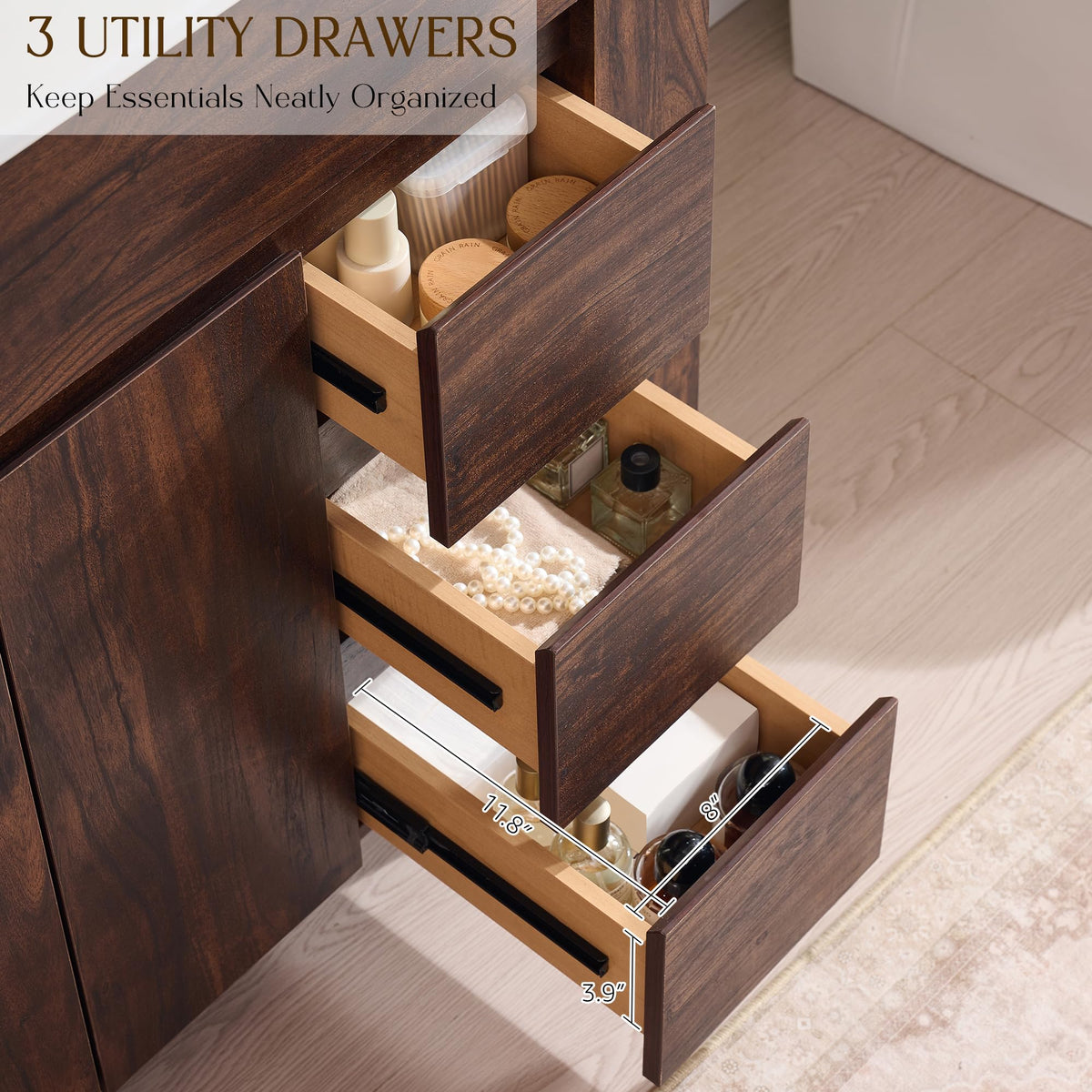 T4TREAM 47.6 Inch Modern Bathroom Vanity with Double Sink, Natural Oak