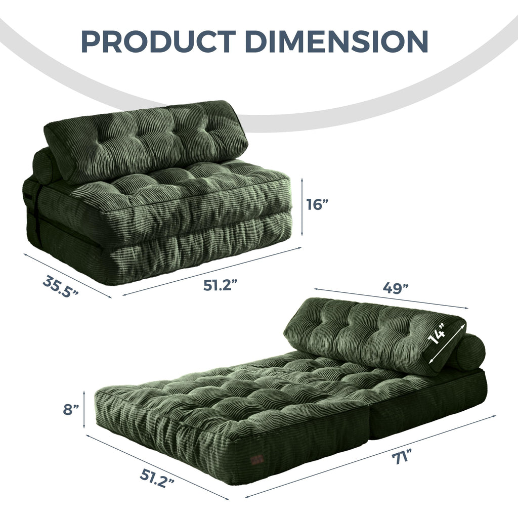 MAXYOYO Folding Sofa Bed, Convertible Chair Bed with Pillow