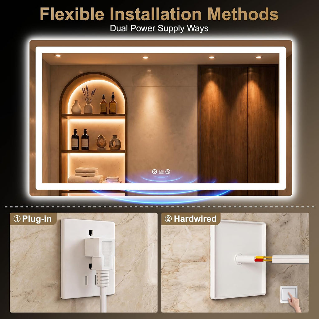 LED Bathroom Vanity Mirror with Lights, 30"x50", Motion Sensor Auto On/Off