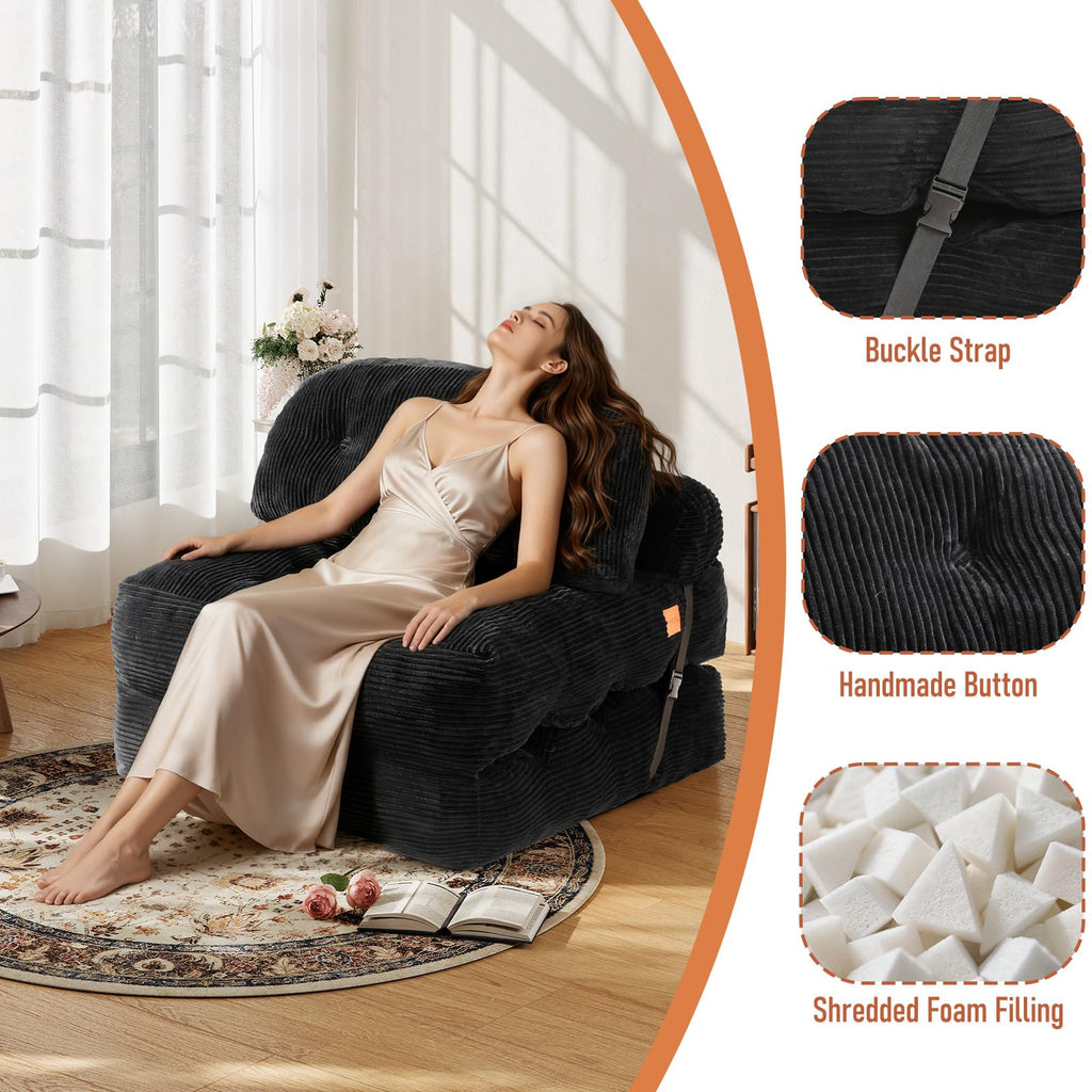 Folding Sofa Bed, Convertible Sleeper Chair with Back Support and Pillow