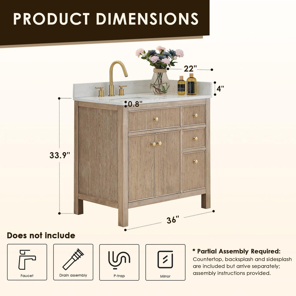 48 Inch Bathroom Vanity with Sink Modern Single Vanities with Countertop