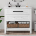 LIKIMIO 36" Bathroom Vanity with Sink, 2 Drawers & Open Shelf, White
