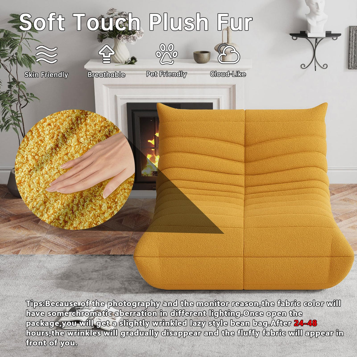 WHGBJA Giant Bean Bag Chair for Adults, Comfy Beanbag with Memory Foam