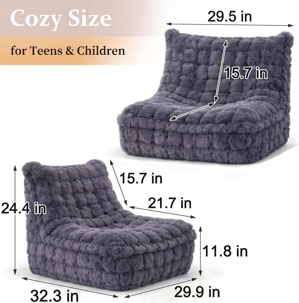 Memory Foam Bean Bag Chairs with Filler Faux (Dark Grey)
