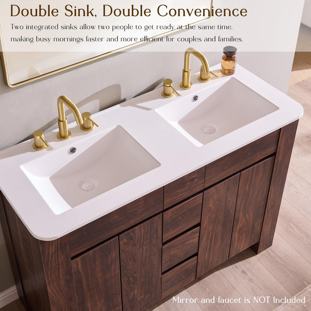 T4TREAM 47.6 Inch Modern Bathroom Vanity with Double Sink, Natural Oak
