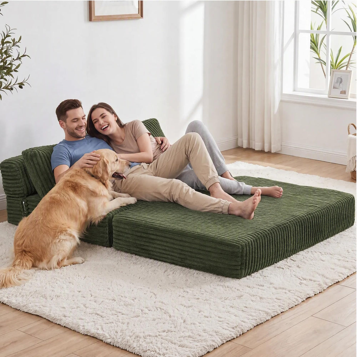 Folding Sofa Bed Convertible 4 in 1 Sleeper Chair Gray Single