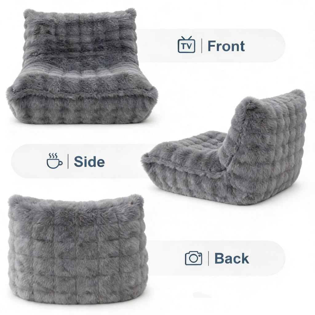 Memory Foam Bean Bag Chairs with Filler Faux (Dark Grey)