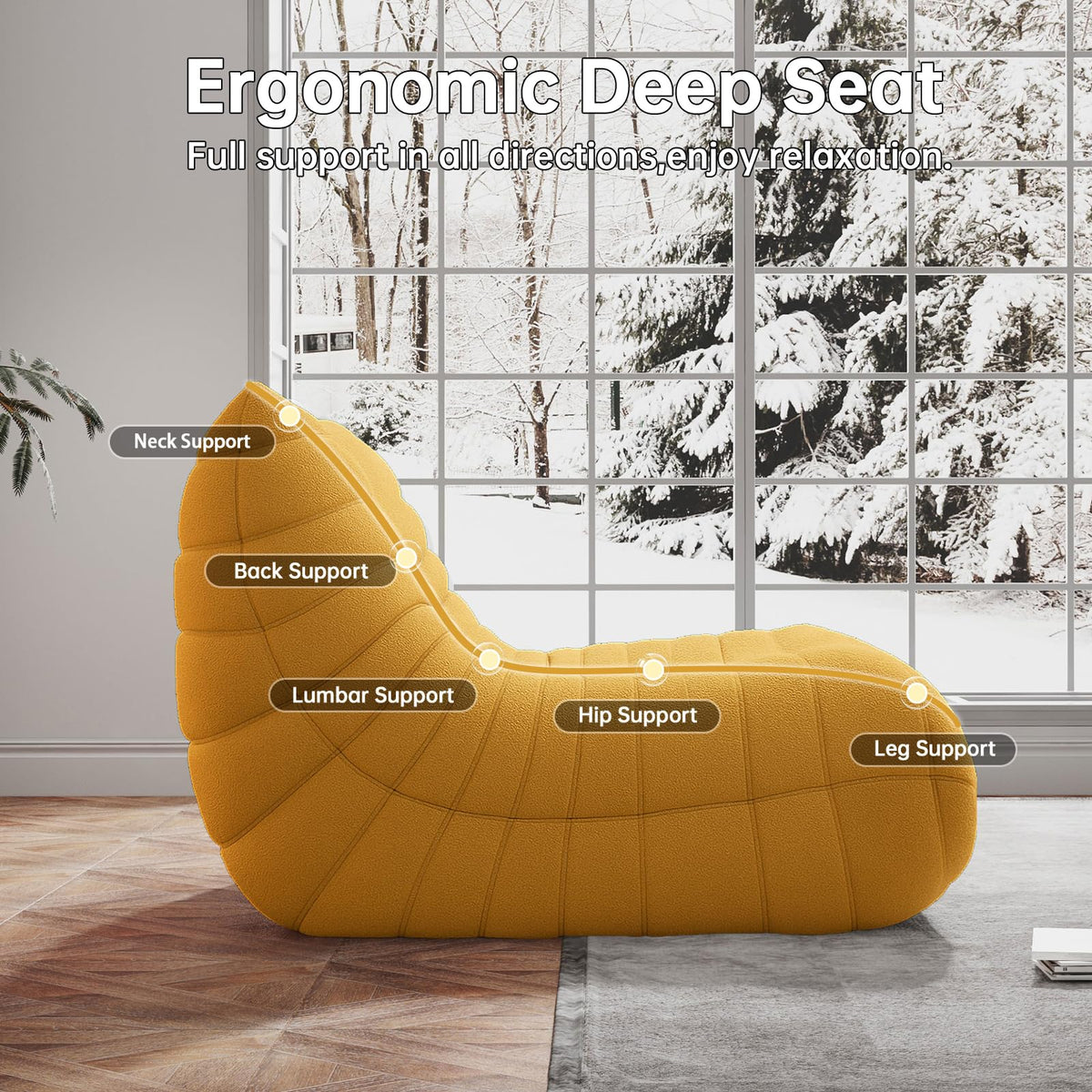 WHGBJA Giant Bean Bag Chair for Adults, Comfy Beanbag with Memory Foam
