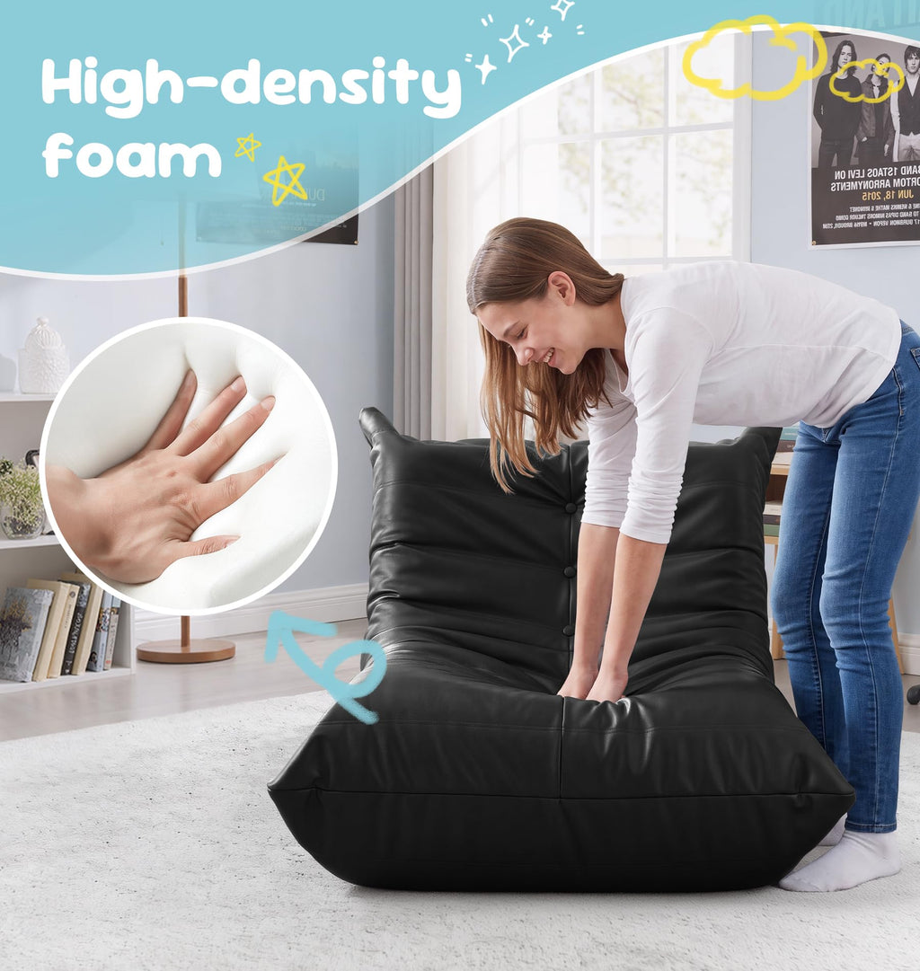 Hobestluk Bean Bag Chair Adult Leather Togo Chair Memory Foam Living Room