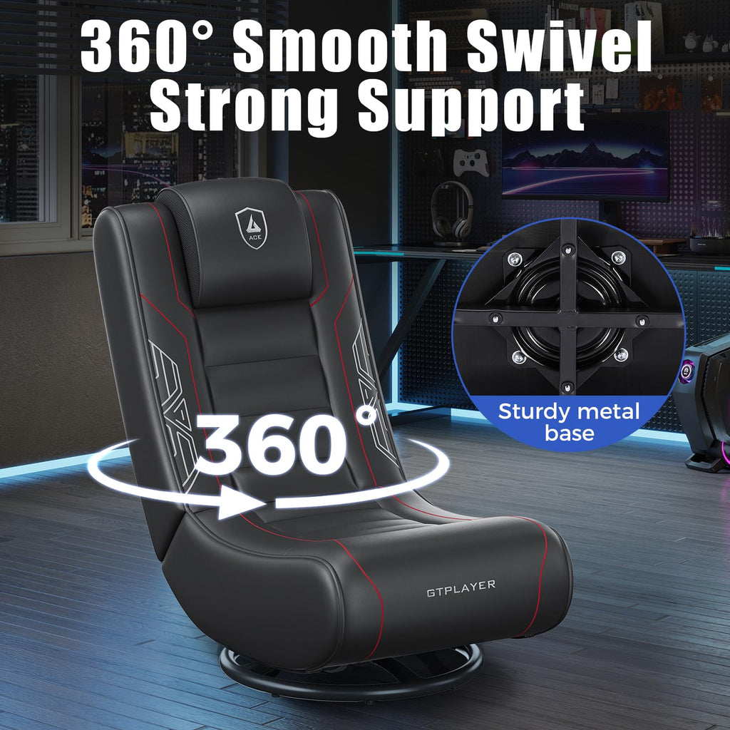 GTPLAYER Floor Gaming Chair Foldable Swivel Floor Chairs for Kids Boys Comfy Video Game Seat with 360Â° Multipurpose for Gamers, Bedroom or Game Room(Black-Blue)