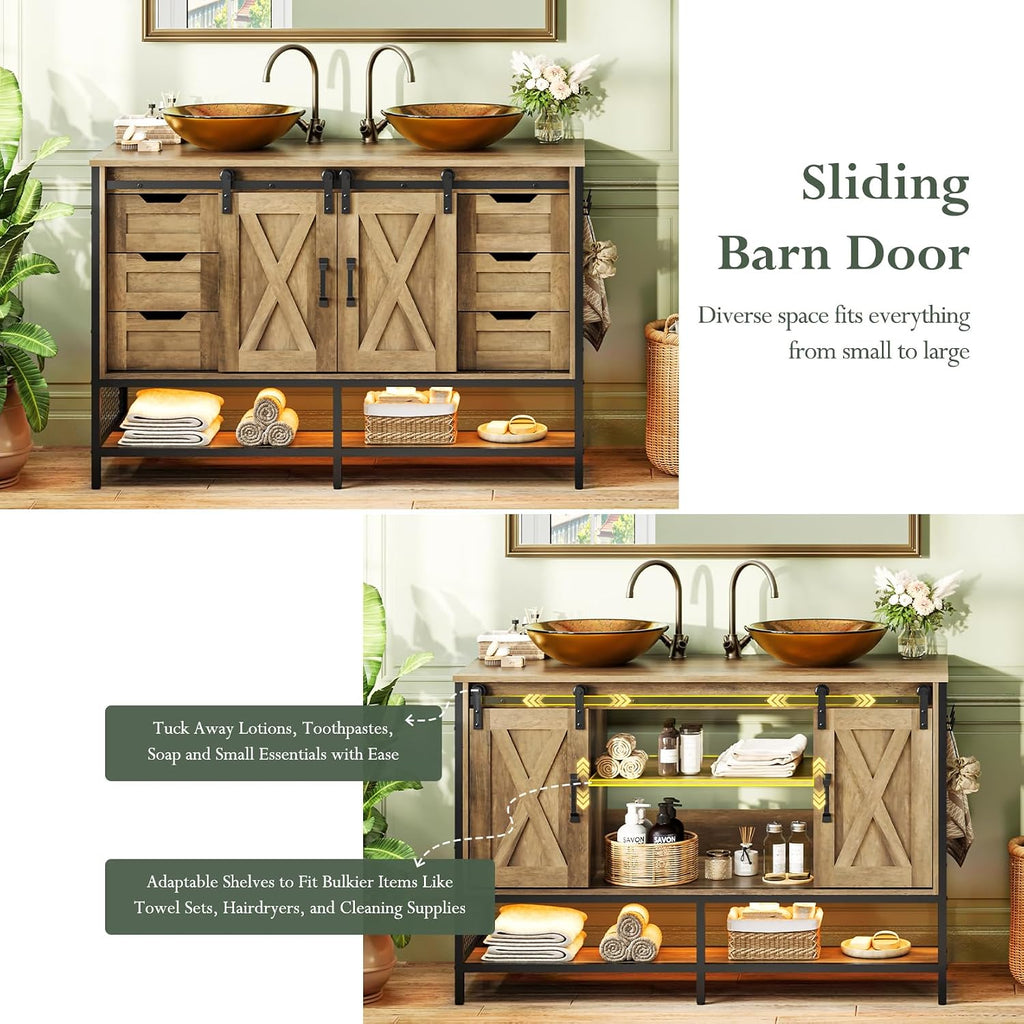 Concho 47'' Farmhouse Bathroom Vanity with Vessel Sink Rustic Brown