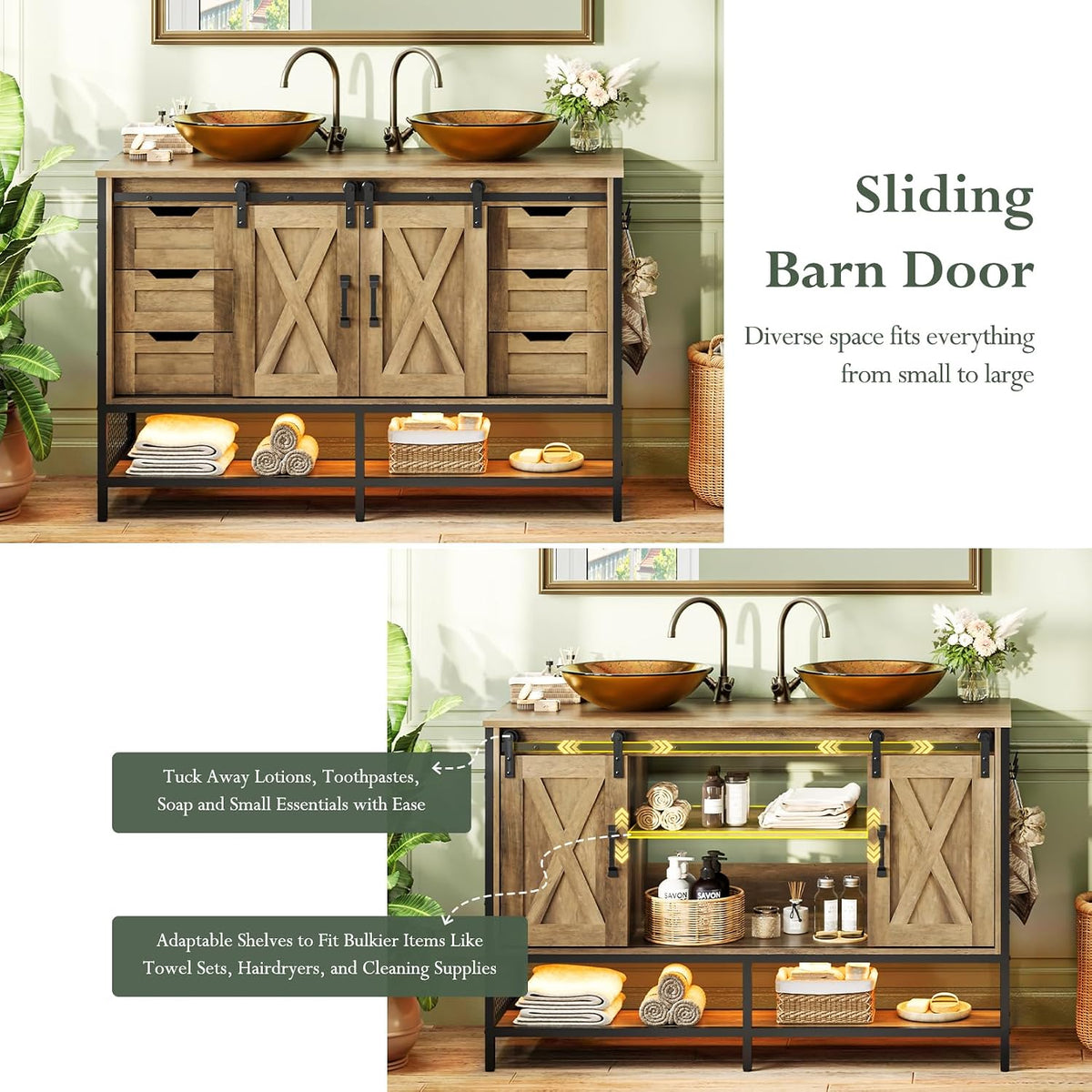Concho 47'' Farmhouse Bathroom Vanity with Vessel Sink Rustic Brown