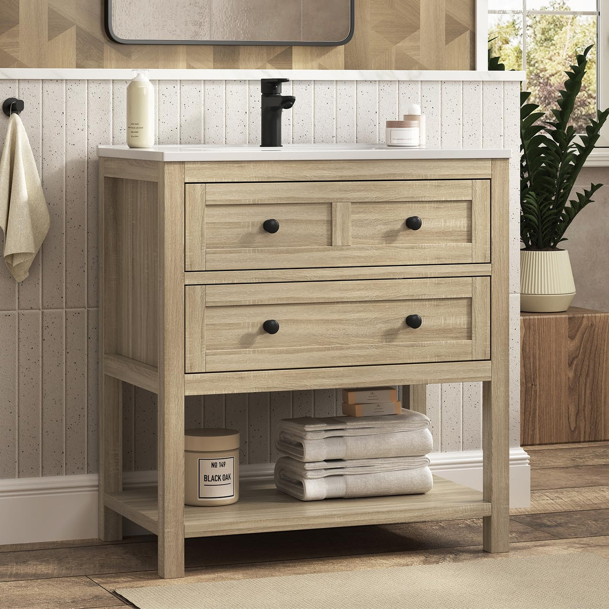 42 Inch Bathroom Vanity with Sink, Fully-Assembled, Walnut