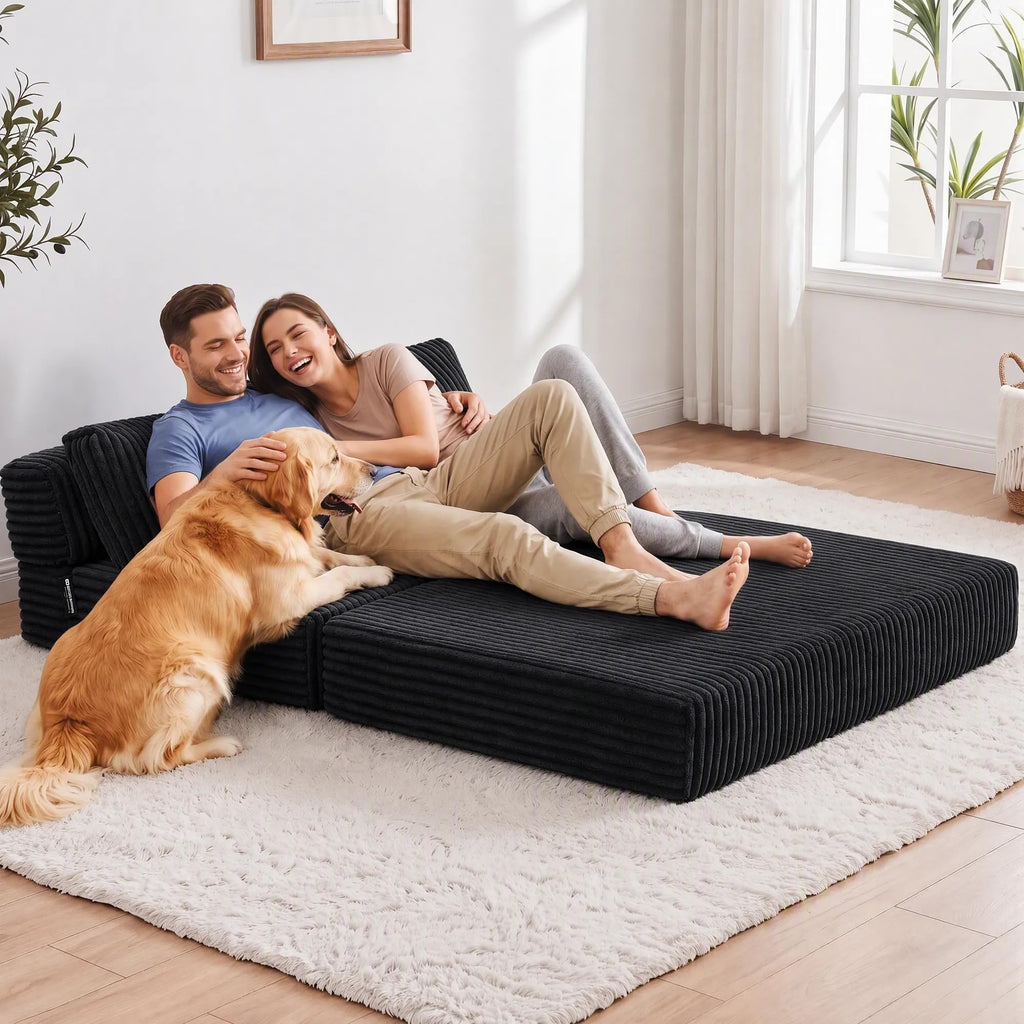 Folding Sofa Bed Convertible 4 in 1 Sleeper Chair Gray Single