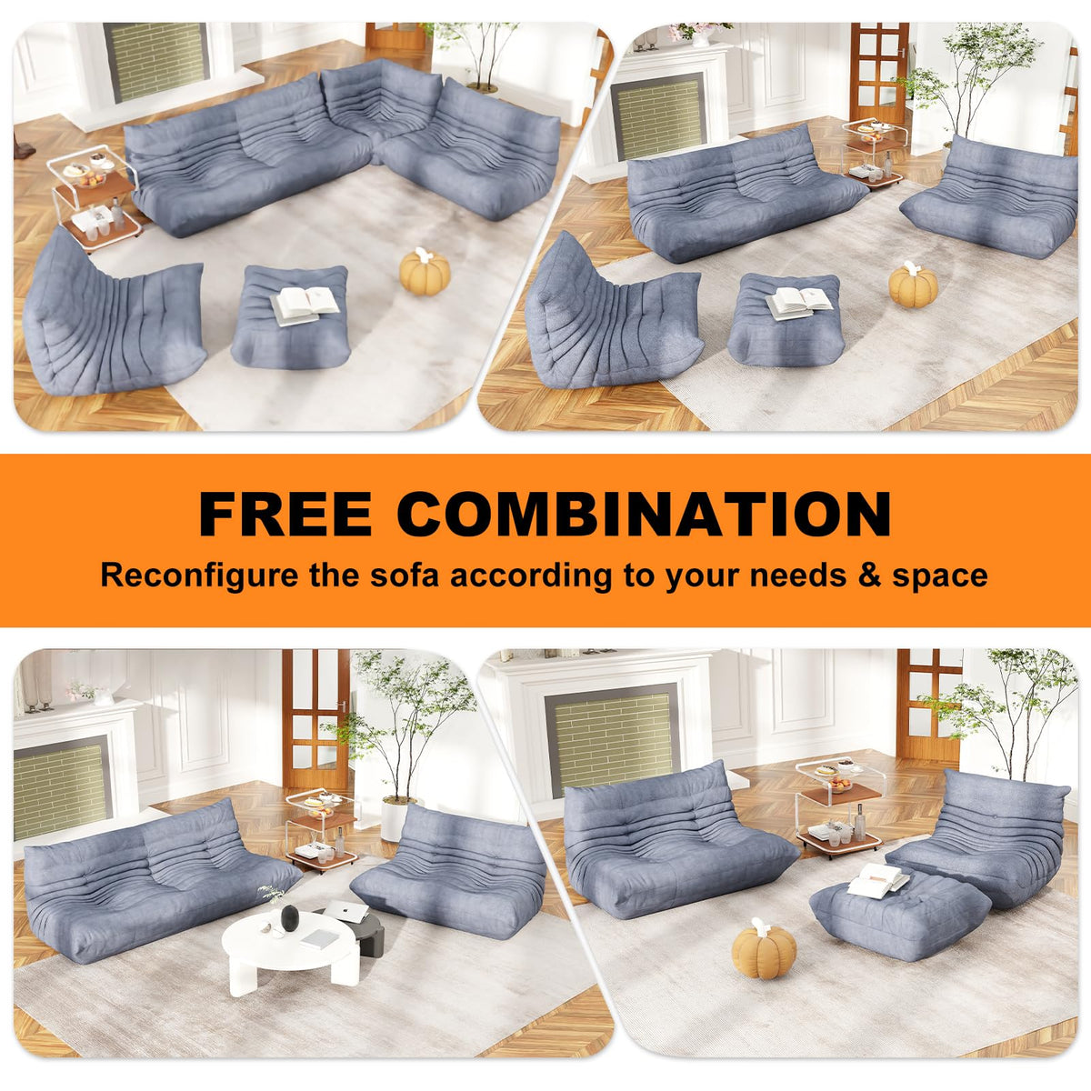 Bean Bag Chair for Adults, Memory Foam Bean Bag Sofa with Waterproof Fabric