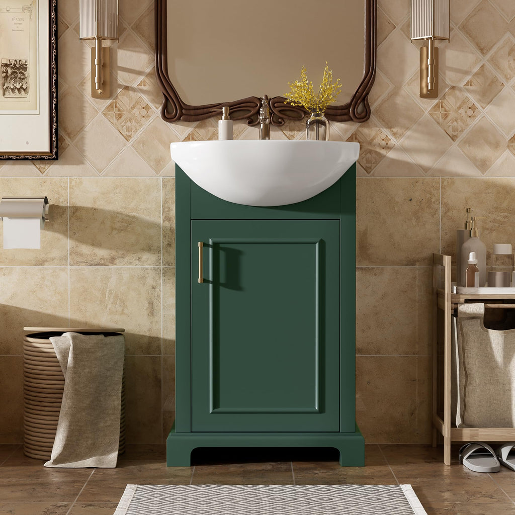 YOPTO 20" Bathroom Vanity with Ceramic Sink, French Style, Black