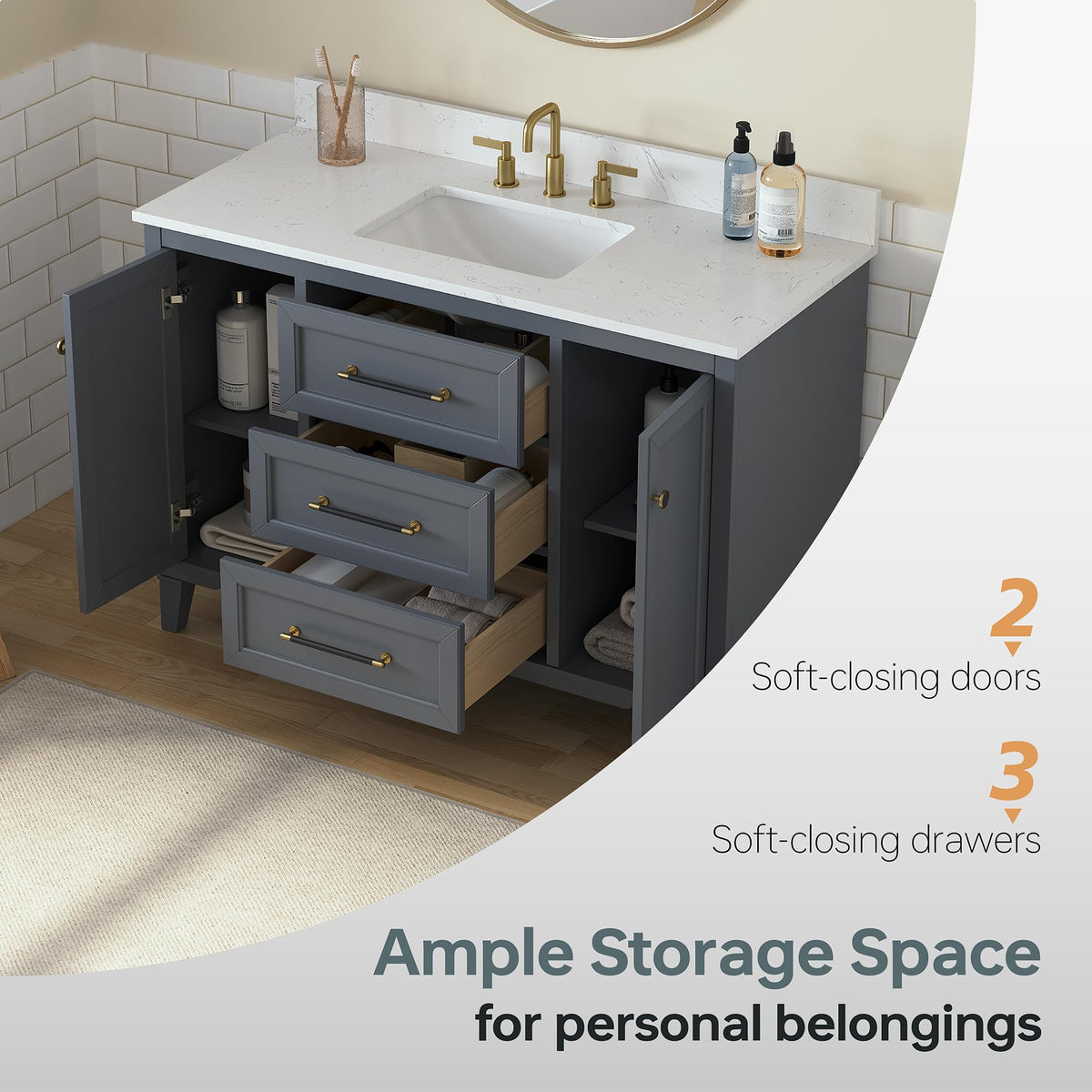 48 inch Bathroom Vanity with Sink, Green