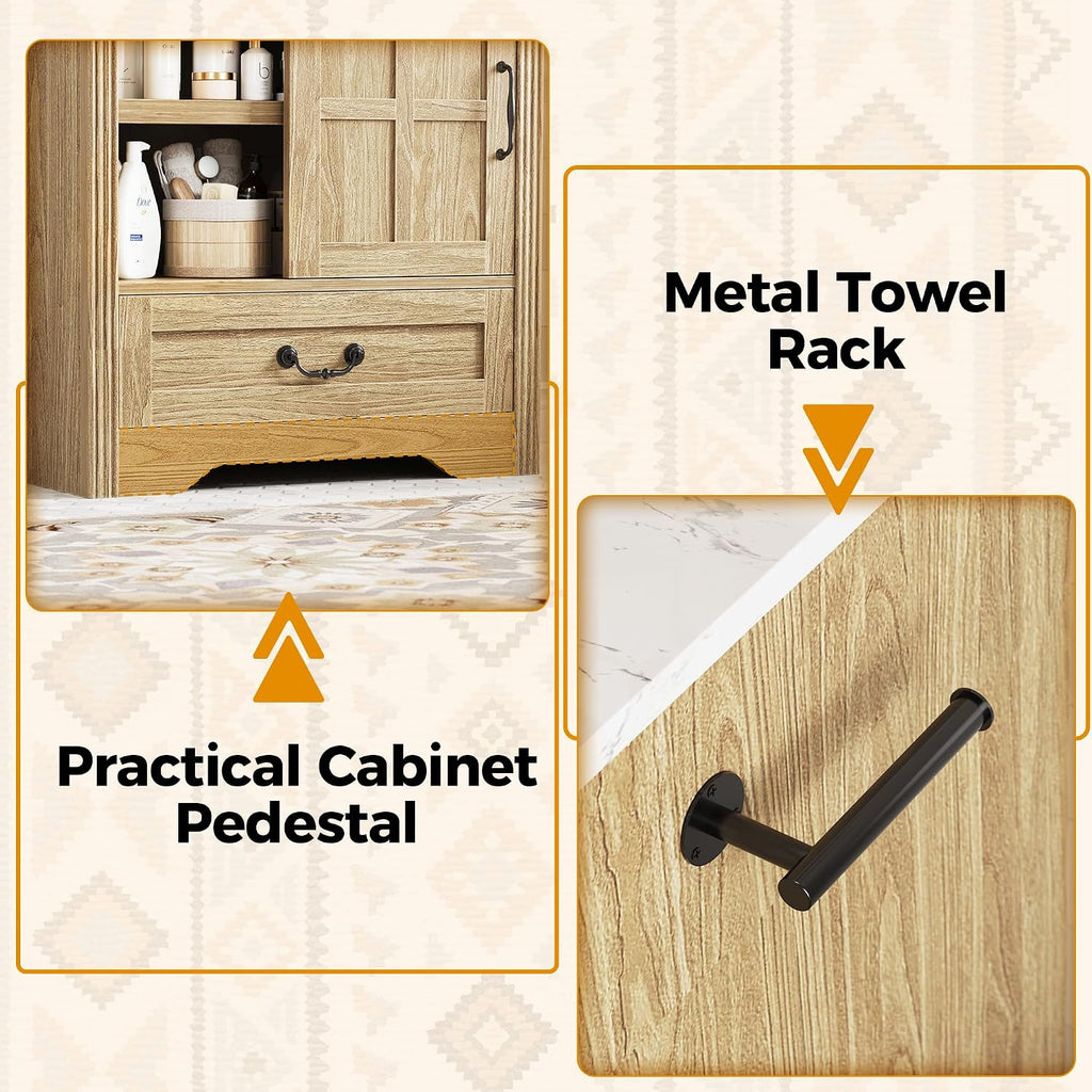 IRONCK Bathroom Vanity with Sink 30", Vanity Cabinet with Water Baffle