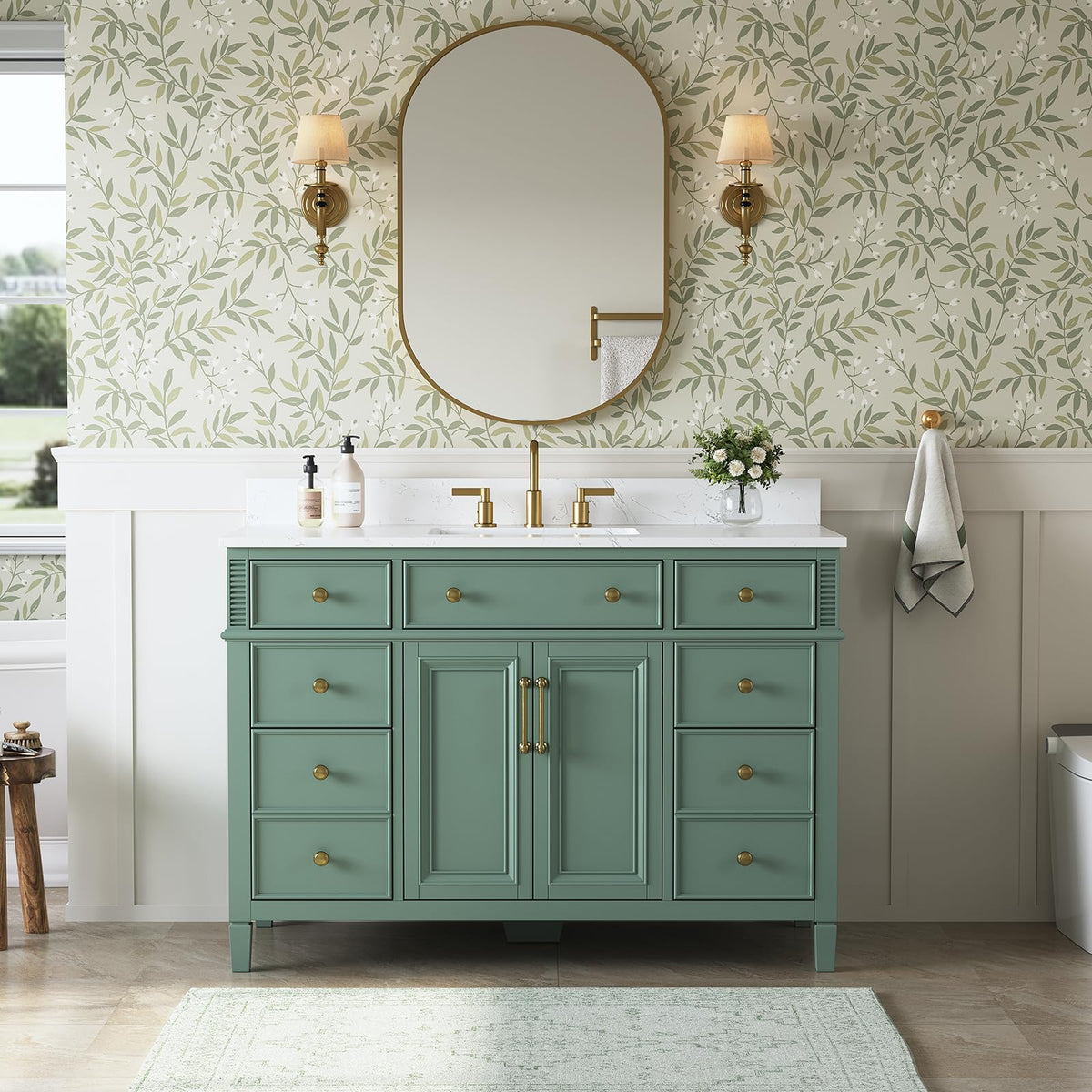 60 Inch Bathroom Vanity with Double Sink Combo, Greige