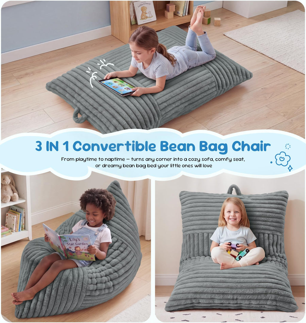 Hobestluk Adult Bean Bag Chair 3 in 1 Convertible Large Bean Bag Sofa
