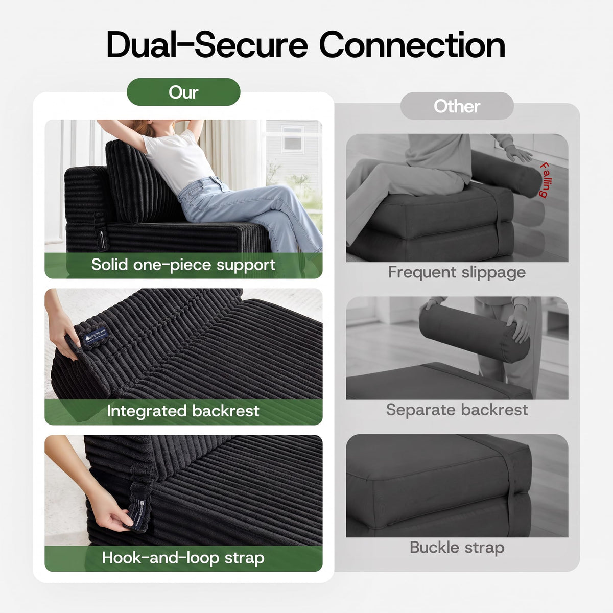 Folding Sofa Bed Convertible 4 in 1 Sleeper Chair Gray Single