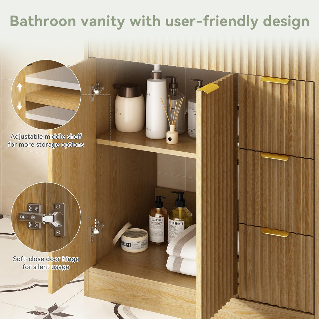 36" Bathroom Vanity with Sink Modern Oak
