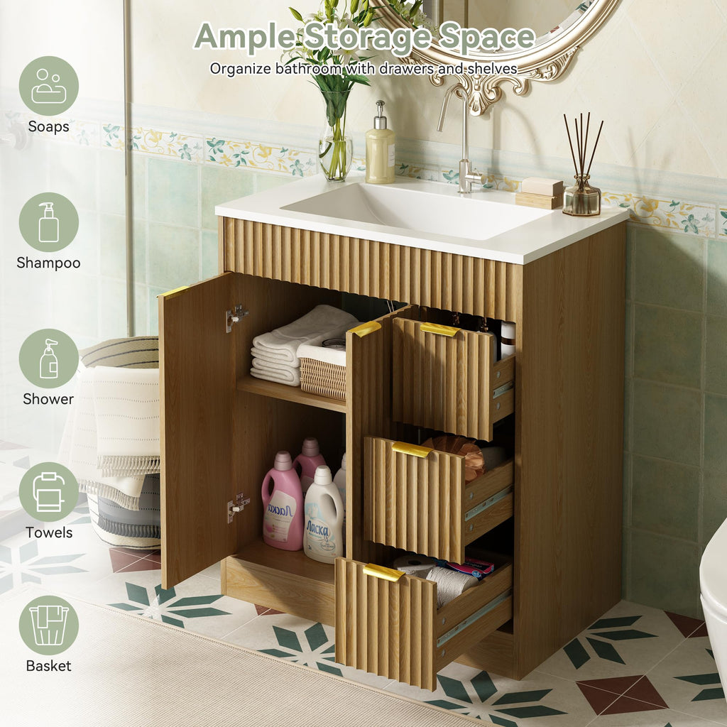36" Bathroom Vanity with Sink Modern Oak