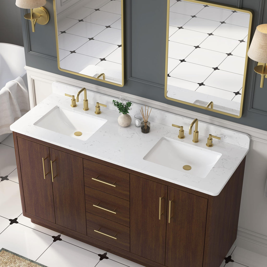 60 Inch Bathroom Vanity with Double Sink Combo, Greige