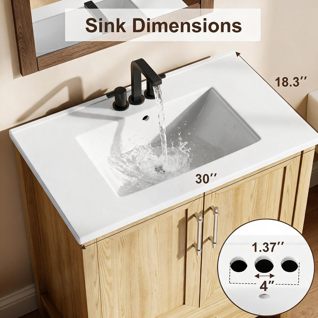 Garvee 24" Bathroom Vanity with Sink, Freestanding Bathroom Cabinet
