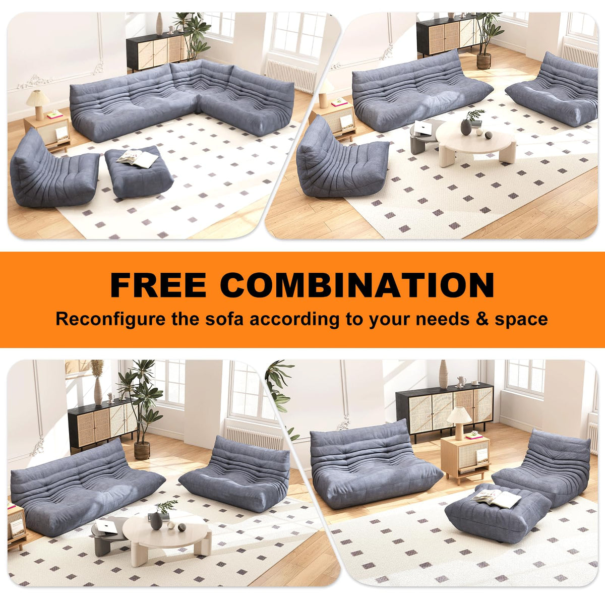 Bean Bag Chair for Adults, Memory Foam Bean Bag Sofa with Waterproof Fabric