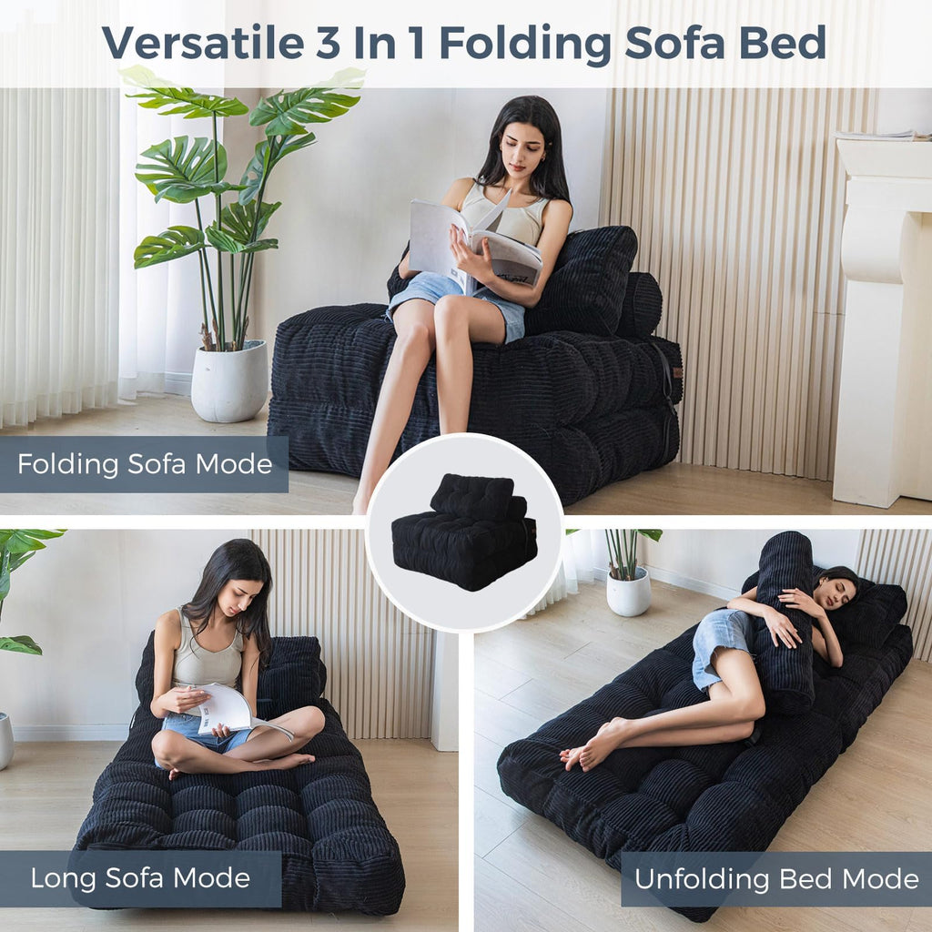 MAXYOYO Folding Sofa Bed, Convertible Chair Bed with Pillow